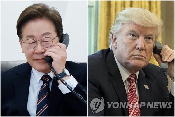 통화하는 이재명 대통령(왼쪽)과 트럼프 미국 대통령. (제공: 대통령실)