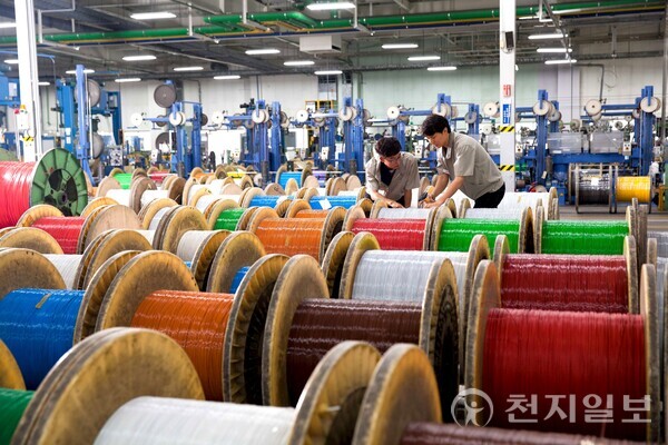 LS전선 직원들이 데이터 케이블을 생산하고 있는 모습. (제공: LS전선) ⓒ천지일보 2025.07.14.