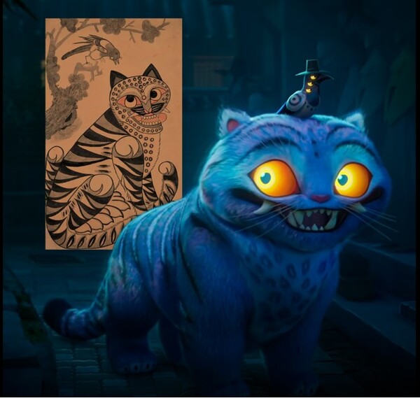 한국 전통민화 ‘작호도’의 까치와 호랑이가 넷플릭스 에니메이션 ‘케이팝 데몬 헌터스’ 속 캐릭터로 등장하면서 국내외에서 큰 인기를 끌고 있다. (출처: 넷플릭스) ⓒ천지일보 2025.07.16.