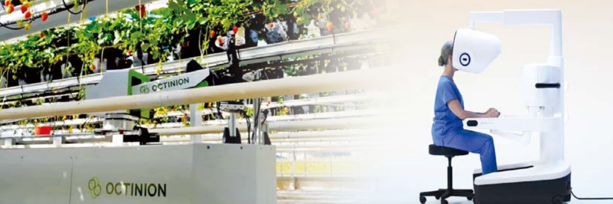 인간보다 부드럽고 정밀하게 딸기를 수확하는 벨기에 옥티니언(Octinion)이 개발한 ‘루비온(Rubion)’ 로봇(왼쪽)과 로봇 보조 수술 플랫폼인 다빈치 수술 시스템 이미지. (출처: 옥티니온 유튜브 캡처, 인튜이티브 서지컬 홈페이지 캡처)