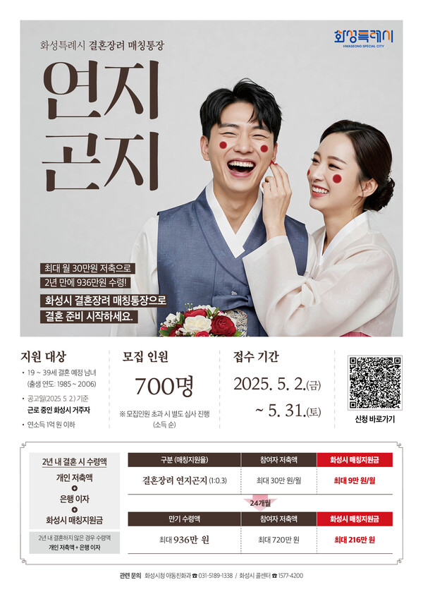 연지곤지 통장 안내 포스터. (제공: 화성특례시청) ⓒ천지일보 2025.08.19.