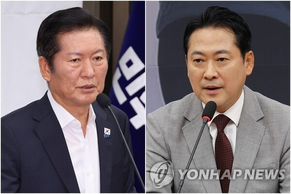 정청래 더불어민주당 대표(왼쪽)와 장동혁 국민의힘 대표. (출처: 연합뉴스)