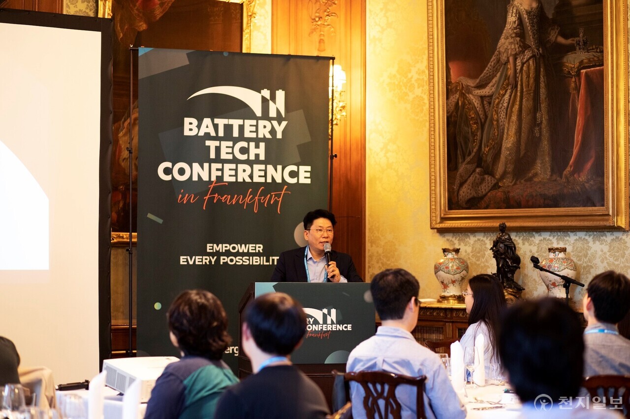 LG에너지솔루션이 독일 프랑크푸르트에서 ‘BTC(Battery Tech Conference) in 프랑크푸르트’를 개최했다고 22일 밝혔다. 사진은 행사에 참석한 김동명 CEO. (제공: LG에너지솔루션) ⓒ천지일보 2025.06.22.