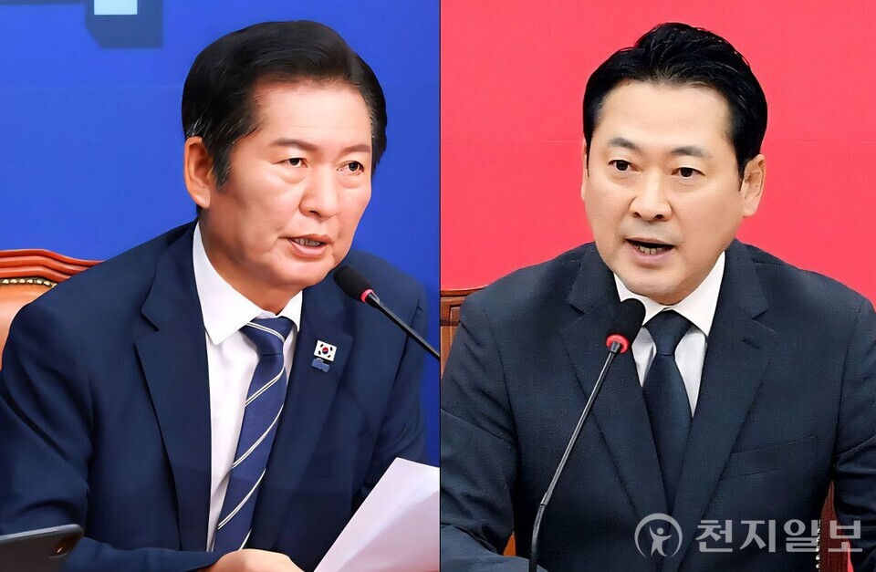 [천지일보=박준성 기자] 더불어민주당 정청래 대표(왼쪽)와 국민의힘 장동혁 대표. ⓒ천지일보 2025.09.05.