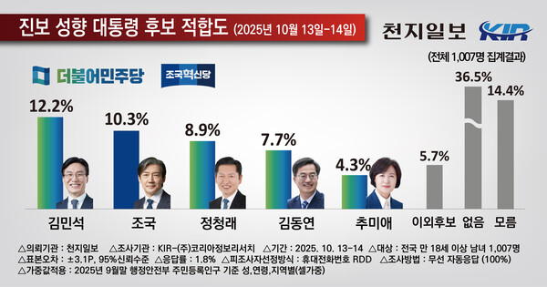 차기 범진보 대선후보 적합도. (코리아정보리서치 제공)
