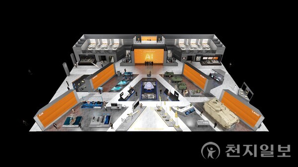 20~24일 일산 킨텍스에서 열리는 ‘서울 국제 항공우주 및 방위산업 전시회(ADEX) 2025’ 한화 부스 조감도. (제공: 한화에어로스페이스) ⓒ천지일보 2025.10.16.