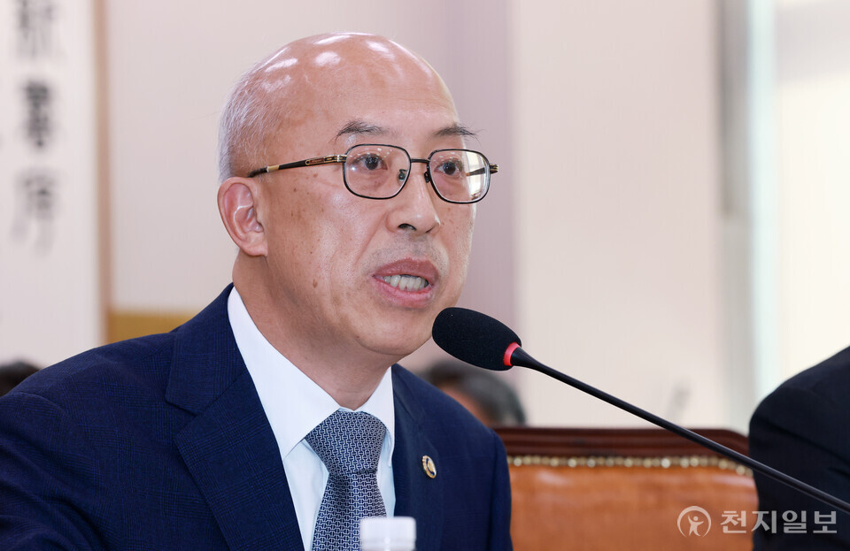[천지일보=박준성 기자] 조원철 법제처장이 24일 서울 여의도 국회에서 열린 법제사법위원회의 법제처에 대한 국정감사에서 의원 질의에 답하고 있다. ⓒ천지일보 2025.10.24.
