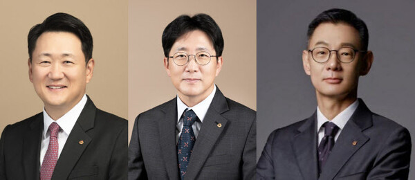 왼쪽부터 김우석 ㈜한화 건설부문 대표이사 내정자, 양기원 한화임팩트 사업부문 대표이사 내정자, 김재현 한화세미텍 대표이사 내정자.(제공: 한화그룹) ⓒ천지일보 2025.10.28.