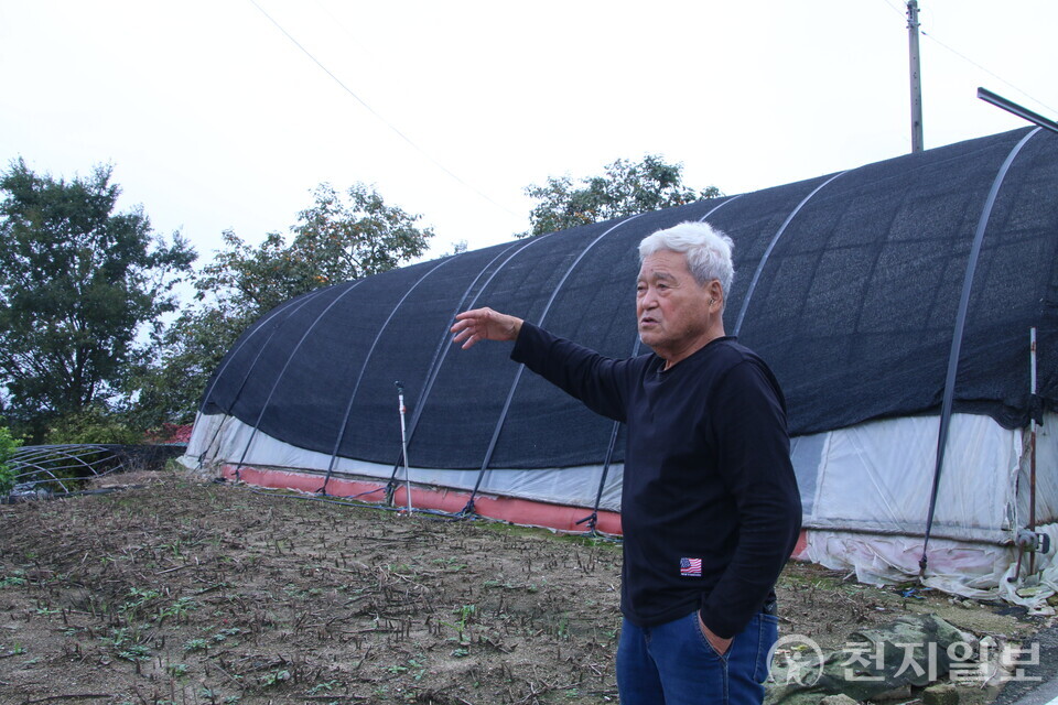 [천지일보=배다솜 기자] 정 위원장이 개척단 막사가 있던 곳을 가리키며 설명하고 있다. ⓒ천지일보 2025.11.13.