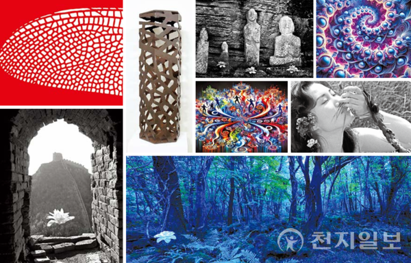 본지가 지난달 22일 충북 청주시 모충동에 위치한 한 작업장에서 문상욱 청주예술곳간 관장을 만났다. 사진은 문 관장의 사진과 AI작품들. (제공: 문상욱 청주예술곳간 관장) ⓒ천지일보 2025.11.14.