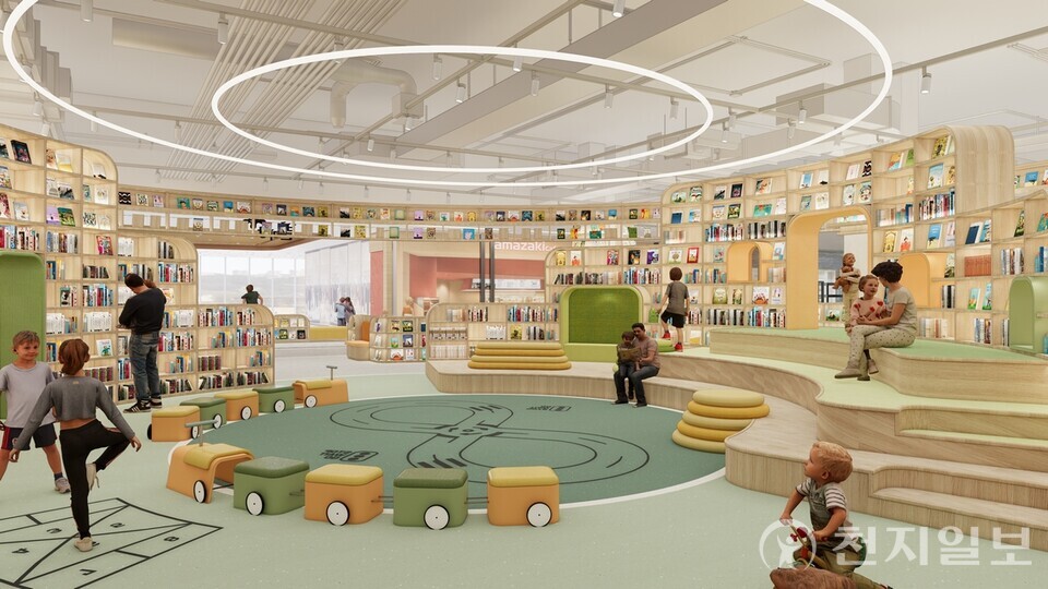 스타필드 빌리지 운정에 조성되는 아동 특화 공간 ‘별마당 키즈’ 조감도. 아이들이 독서와 놀이를 함께 즐길 수 있도록 구성됐다. (제공: 신세계프라퍼티)