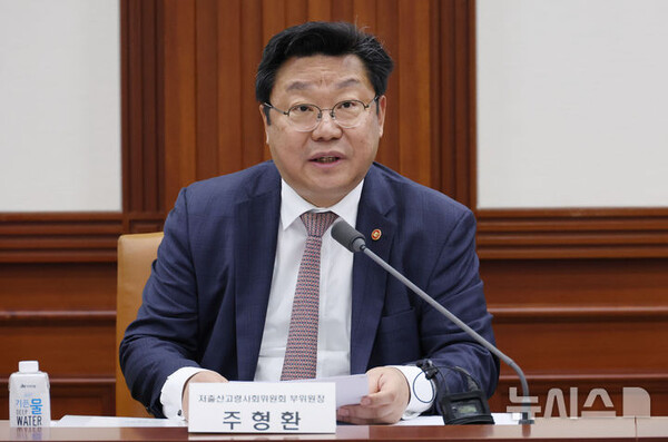 주형환 저출산고령사회위원회 부위원장이 지난 5월 29일 서울 종로구 정부서울청사에서 열린 제13차 인구비상대책회의에 참석해 발언하는 모습. (출처: 뉴시스)