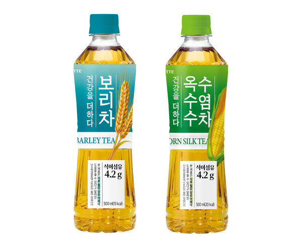 더하다 보리차, 옥수수수염차 2종 제품 이미지. (제공: 롯데칠성음료)