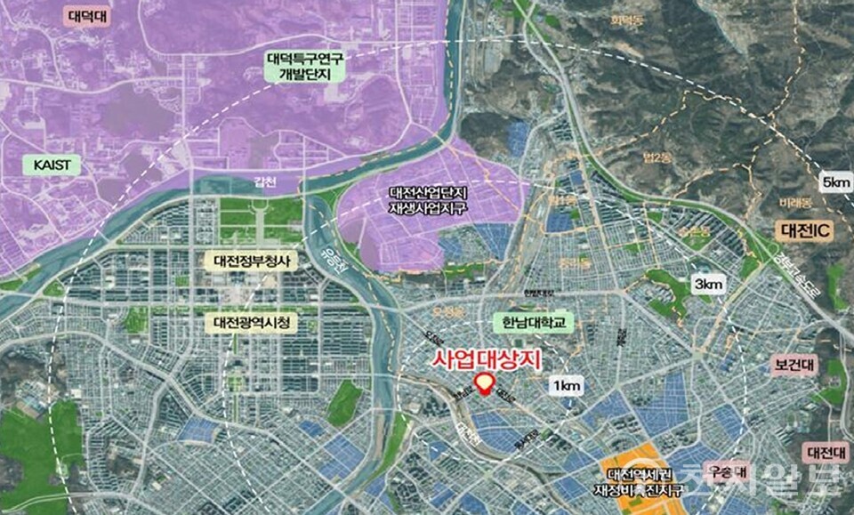 대전 대덕구 오정동이 국토교통부의 2025년 도시재생사업 공모에서 광역시 중 유일하게 국가시범지구로 선정됐다. 위치도. (제공: 대전시청) ⓒ천지일보 2025.12.19.