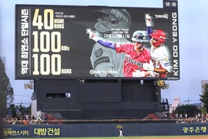 [야구] KIA <b>김도영</b>, '최연소 <b>40홈런</b>·100타점·100득점' 대기록 달성